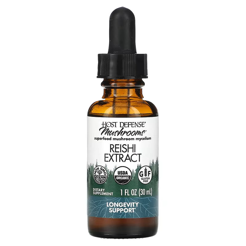 Host Defense, Mushrooms, Organic Reishi Extract, 1 fl oz (30 ml)
