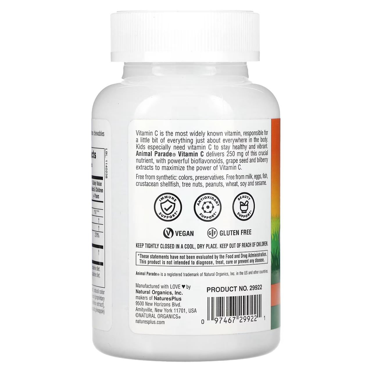 NaturesPlus® Animal Parade, Vitamin C Chewable, 90 Tablets