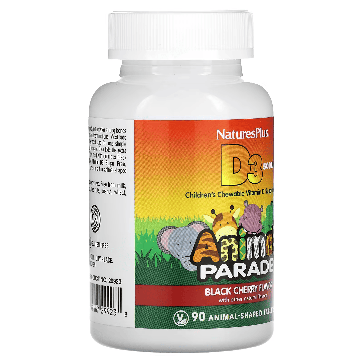 NaturesPlus® Animal Parade, Vitamin D3, Sugar Free, Chewable, 90 Tablets