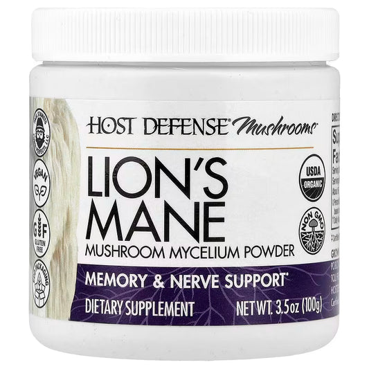 Host Defense® Mushrooms™, Lion's Mane, Mushroom Mycelium Powder, 3.5 oz (100 g)