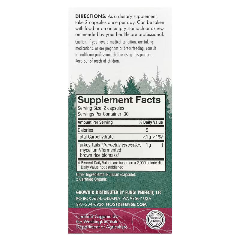 Host Defense, Mushrooms™, Turkey Tail, (0.5 g per Capsule)