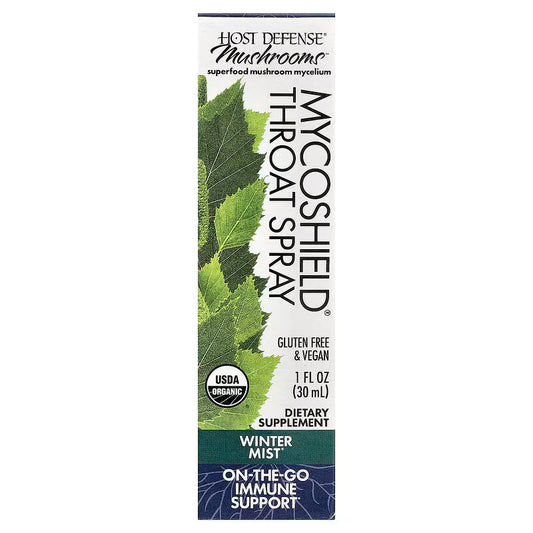 Host Defense, Mushrooms™, MycoShield® Throat Spray, Winter Mist, 1 fl oz (30 ml)