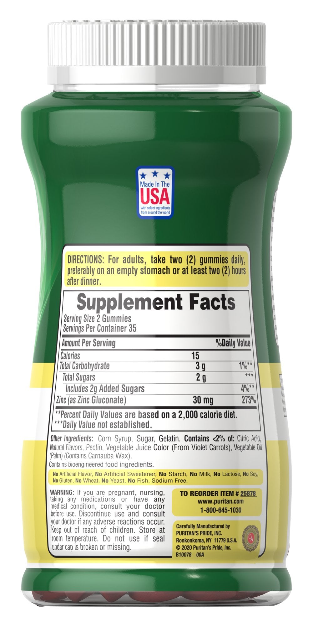 Zinc Gummy 30 Mg 70 Gummies