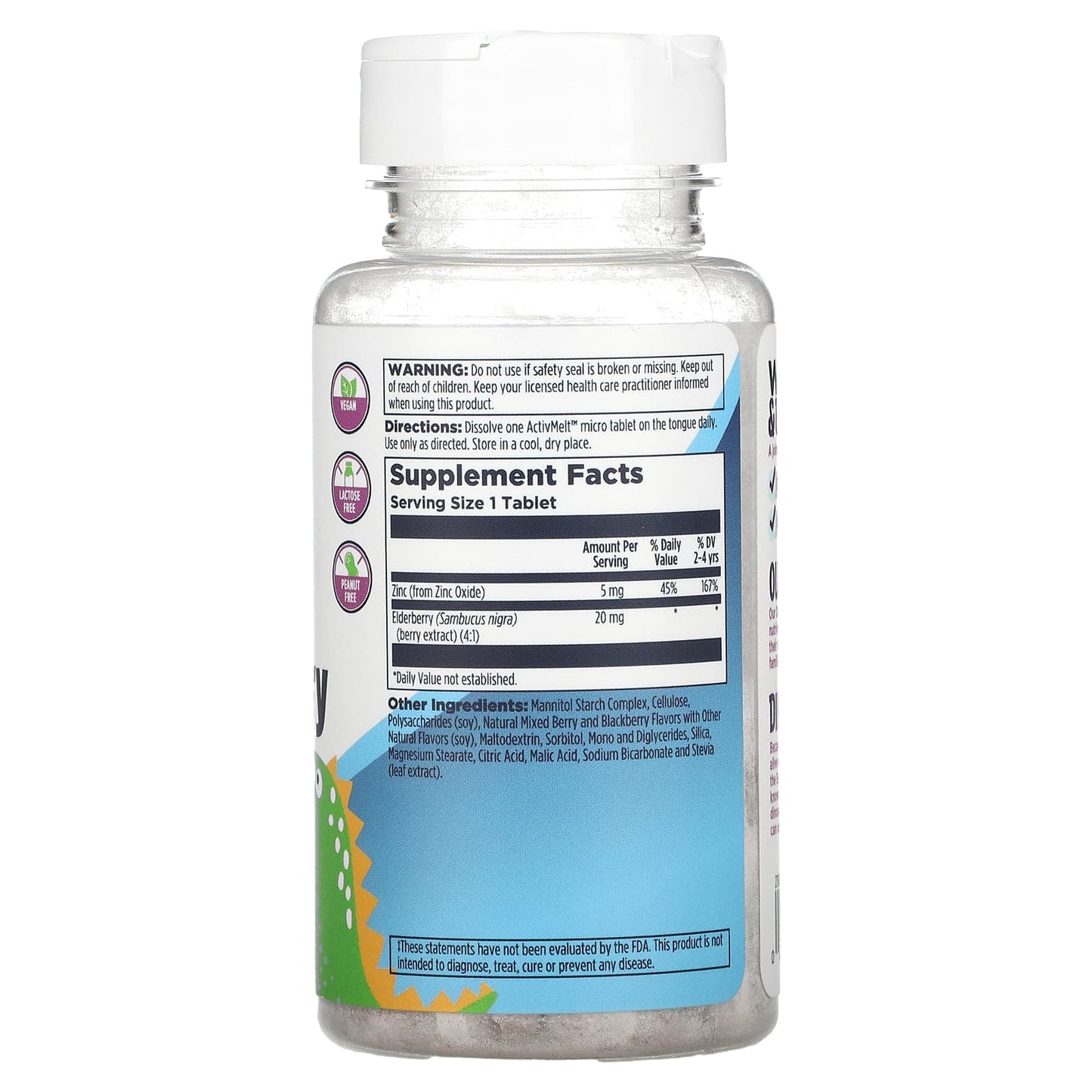 Dinosaurs, Zinc Elderberry, Mixed Berry, 90 Micro Tablets