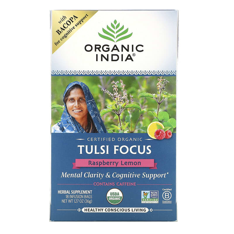 Tulsi Tea, Focus, Raspberry Lemon, 18 Infusion Bags, 1.27 oz (36 g)