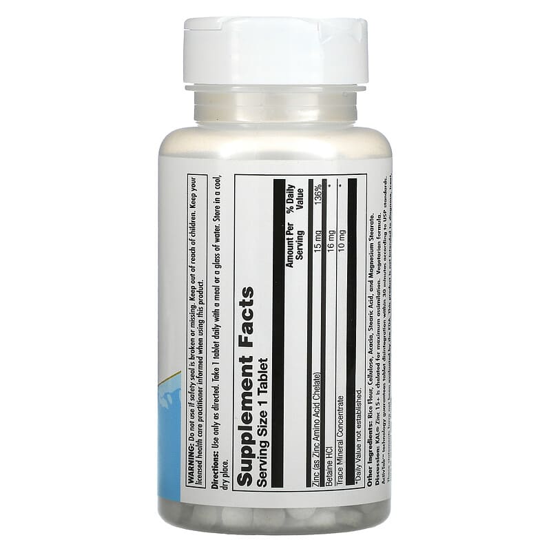 Zinc 15+ with Betaine HCL & Trace Minerals, 100 Tablets
