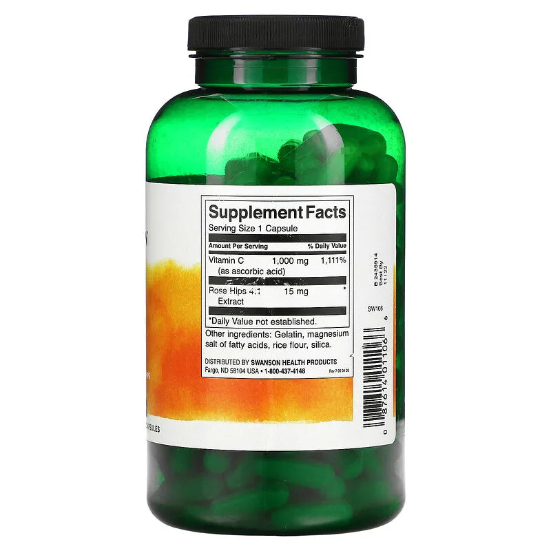 Vitamin C with Rose Hips, 1,000 mg, 250 Capsules