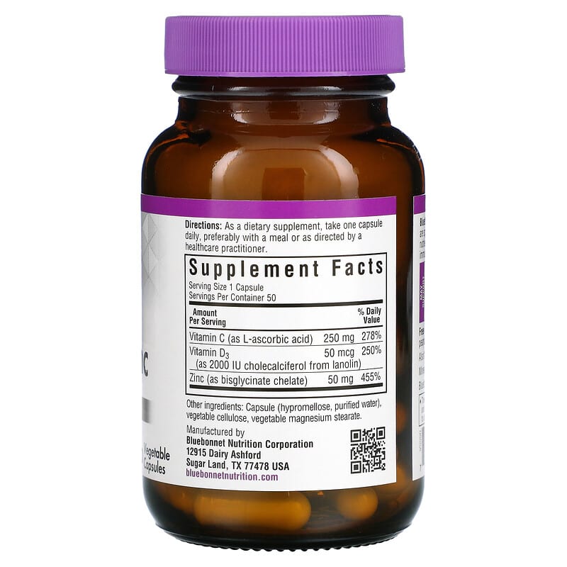 Vitamin C, D3 & Zinc, 50 Vegetable Capsules
