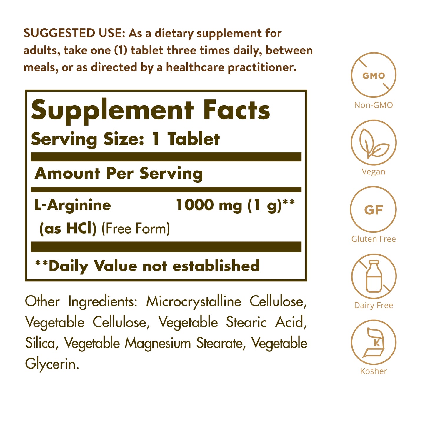 L-Arginine 1000 mg Tablets, 90 ct