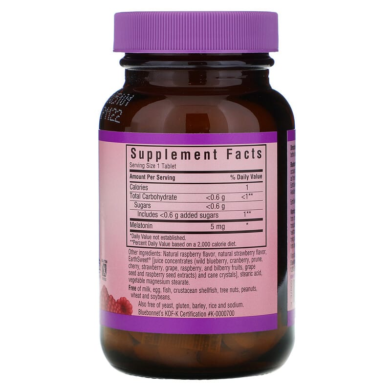 Earth Sweet Chewables, Melatonin, Natural Raspberry Flavor, 5 mg, 120 Chewable Tablets
