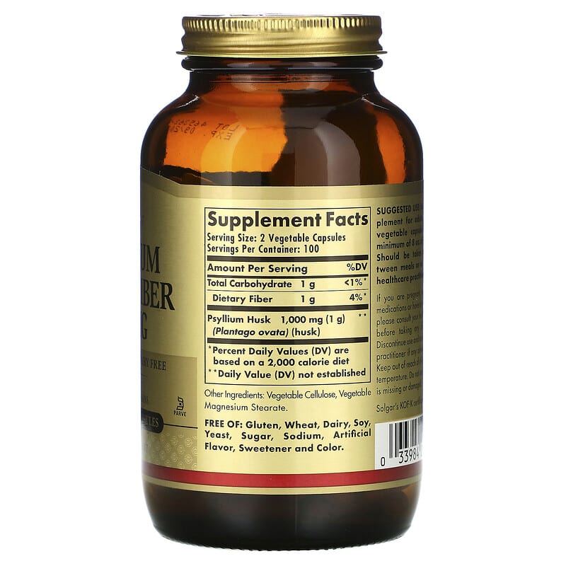 Psyllium Husks Fiber, 500 mg, 200 Vegetable Capsules