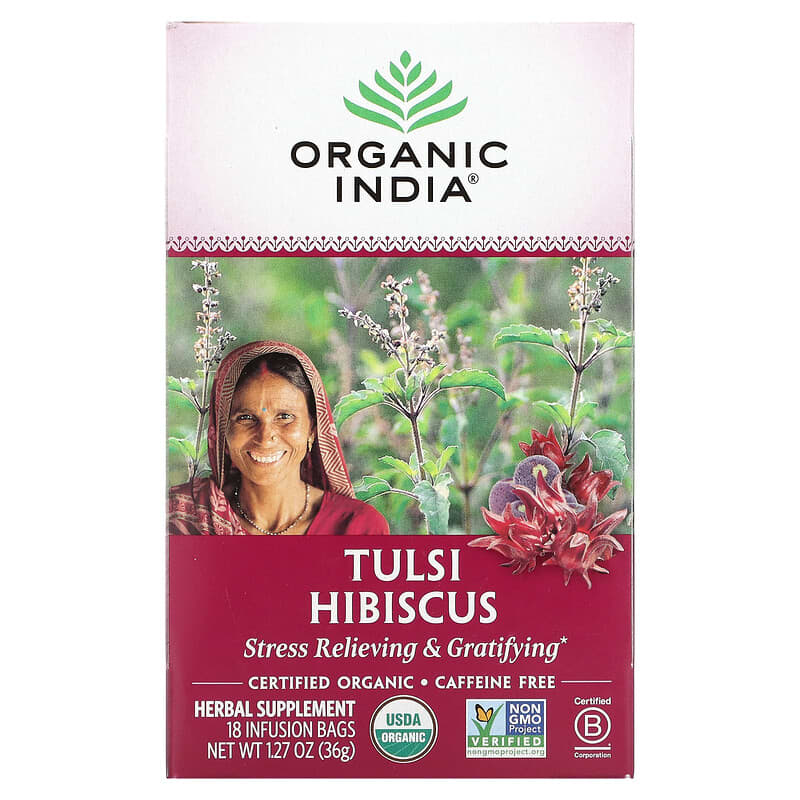Tulsi Tea, Hibiscus, Caffeine-Free, 18 Infusion Bags, 1.27 oz (36 g)
