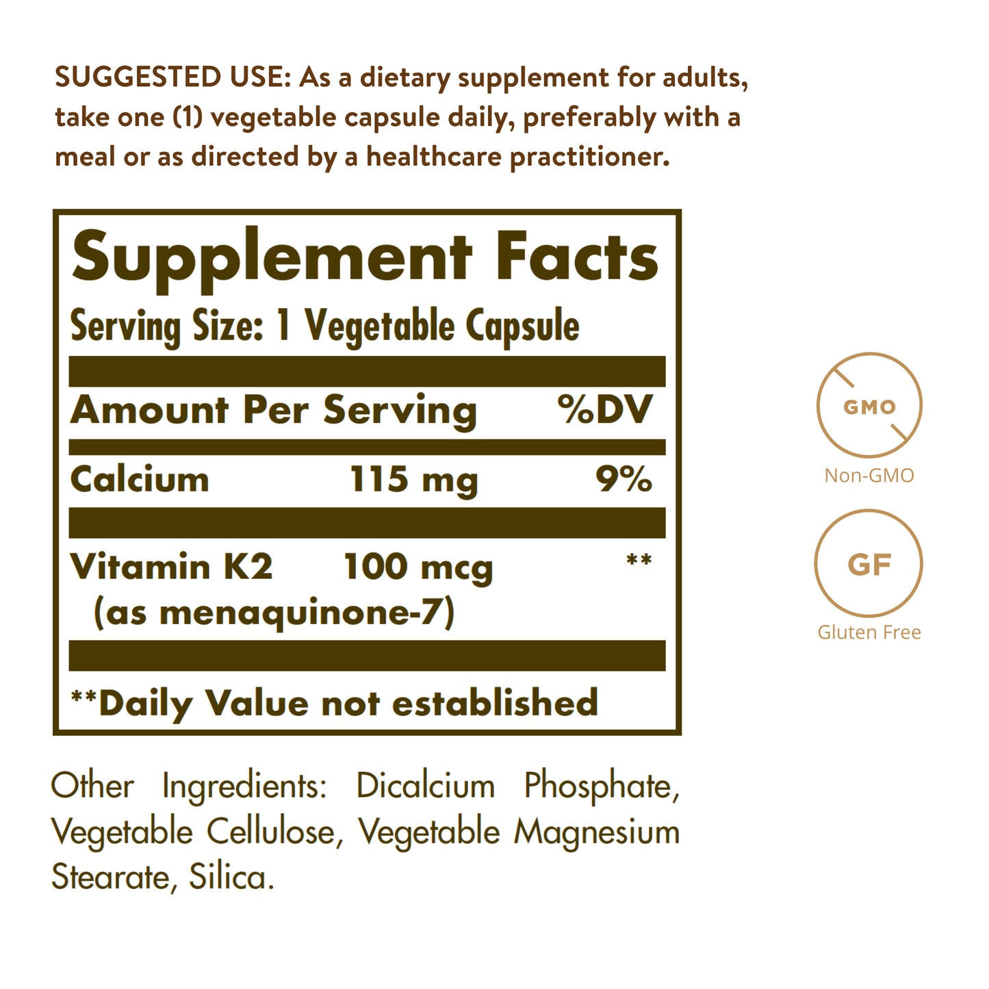 Naturally Sourced Vitamin K2 (MK-7) 100 mcg Vegetable Capsules, 50 ct