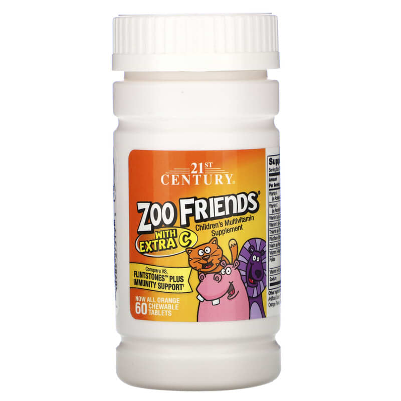 Zoo Friends with Extra C, Orange, 60 Chewable Tablets