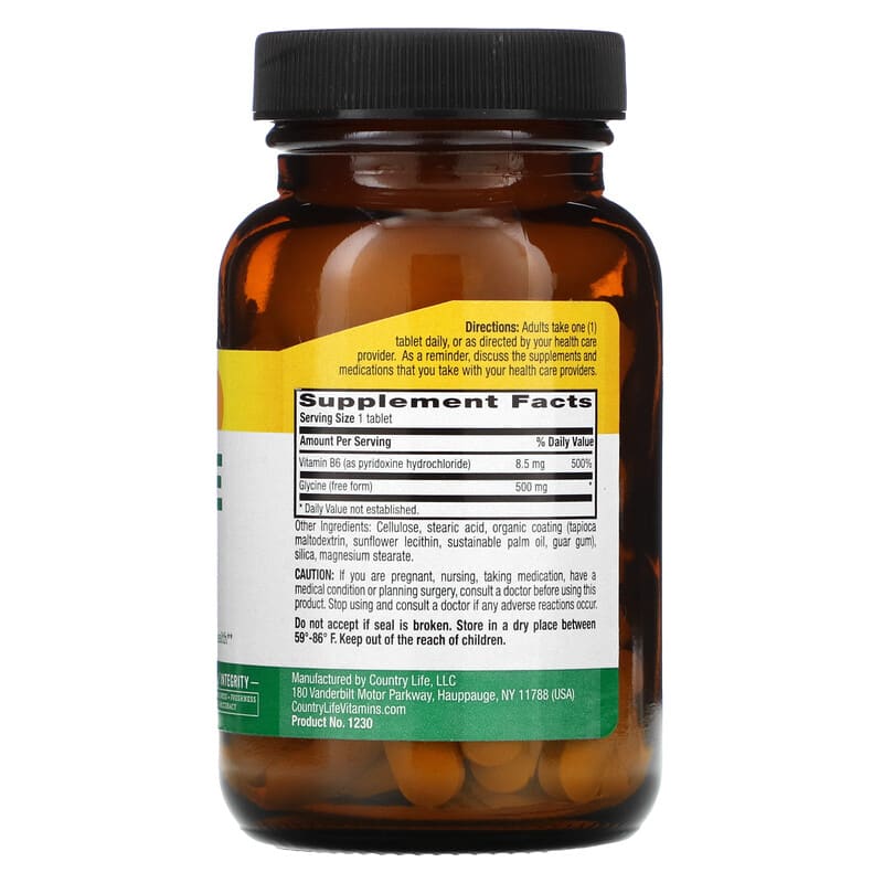 Glycine, 500 mg, 100 Tablets