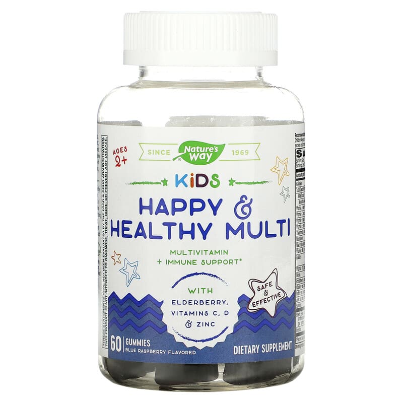 Kids, Happy & Healthy Multi, Ages 2 +, Blue Raspberry, 60 Gummies