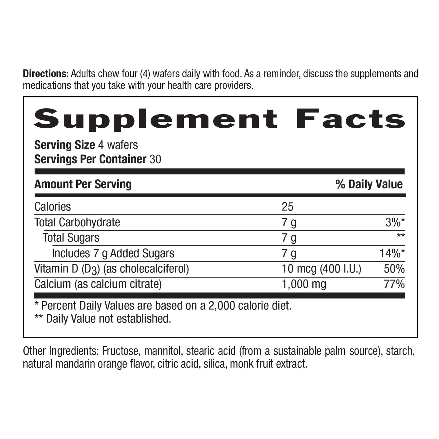 Country Life Calcium Citrate 1,000mg (400 I.U) 120 Chewable Wafers