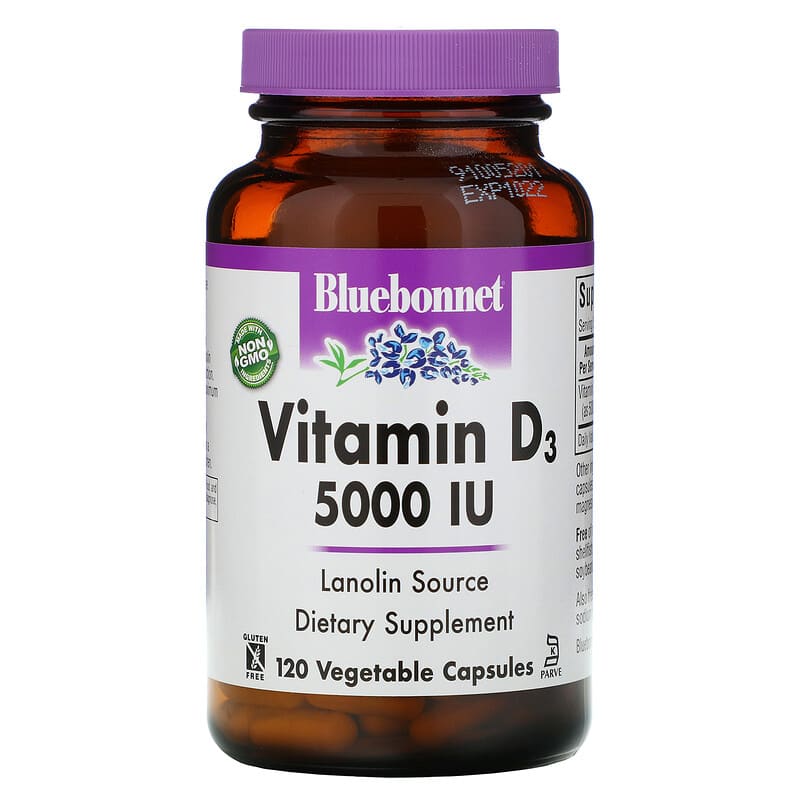 Vitamin D3, 125 mcg (5000 IU), 120 Vegetable Capsules