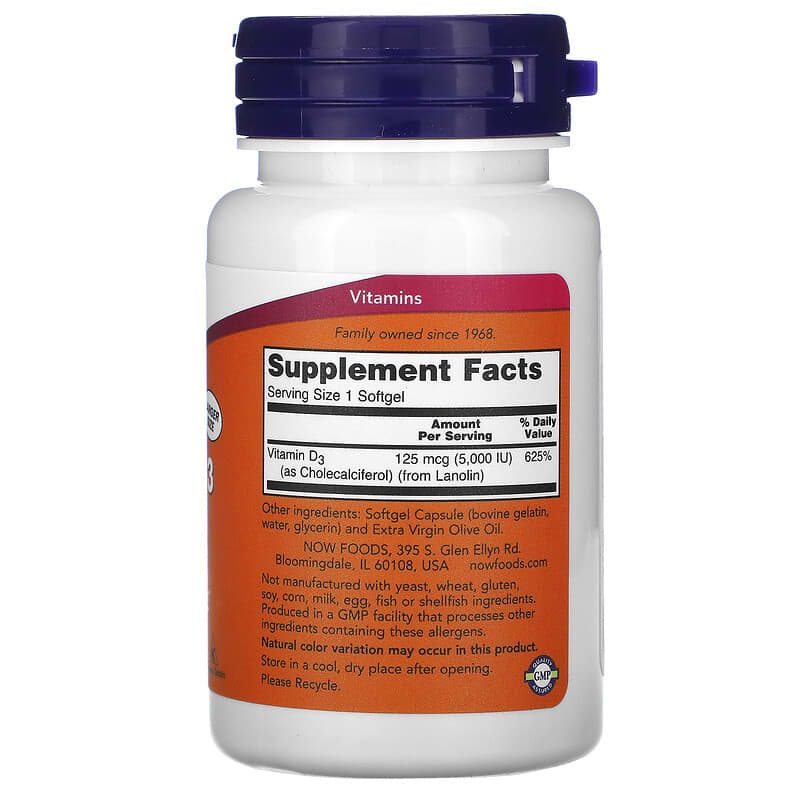 Vitamin D-3, 125 mcg (5,000 IU), 240 Softgels
