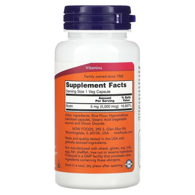 Biotin, 5,000 mcg, 60 Veg Capsules