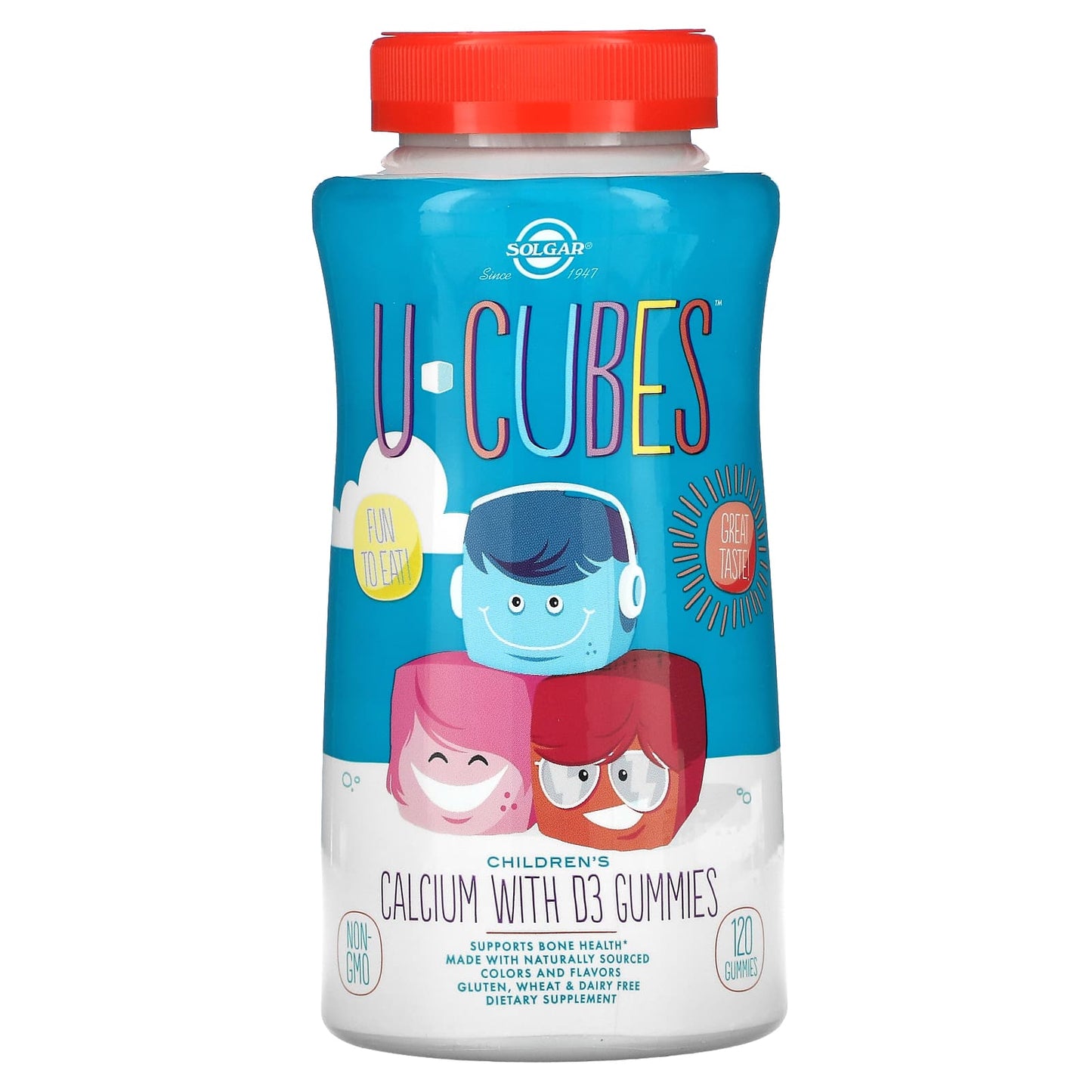 U-Cubes, Children's Calcium With D3, Strawberry, 120 Gummies
