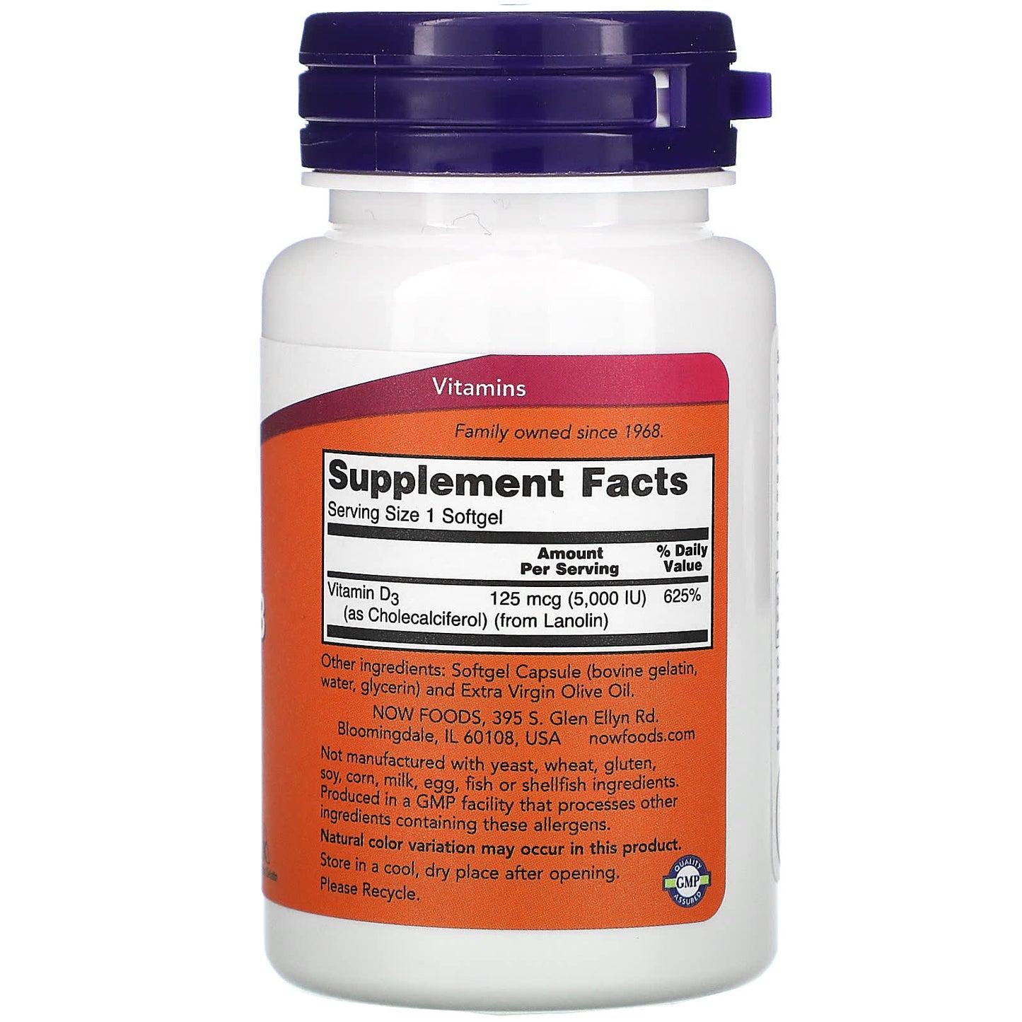 Vitamin D-3, 125 mcg (5,000 IU), 120 Softgels