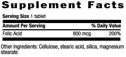 Folic Acid 800 mcg, 100 Tablets