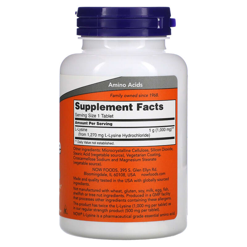Double Strength L-Lysine, 1,000 mg, 100 Tablets