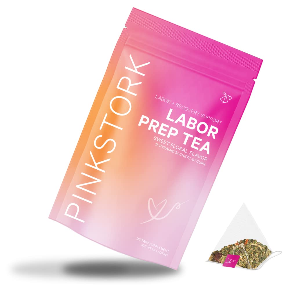 Pink Stork Labor Prep Tea: Sweet Floral, Red Raspberry Leaf Tea, 100% Organic, 15 Ct