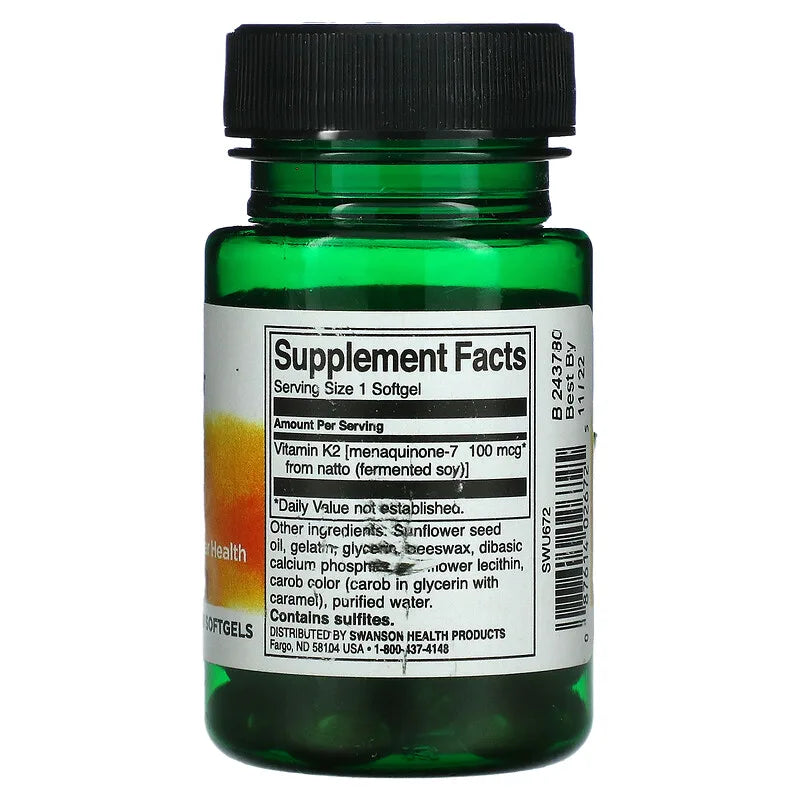 Natural Vitamin K2, 100 mcg, 30 Softgels