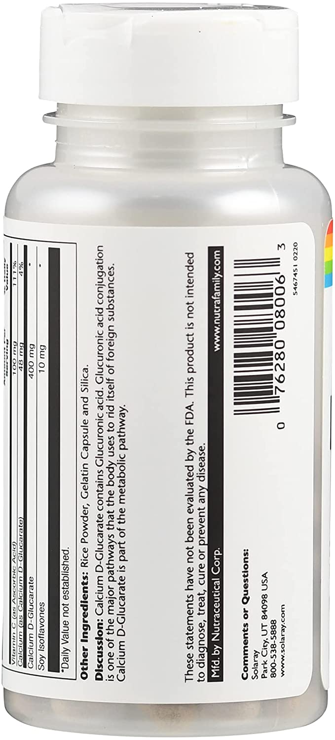 Solaray Calcium D-Glucarate, Capsule (Btl-Plastic) 400mg | 60ct