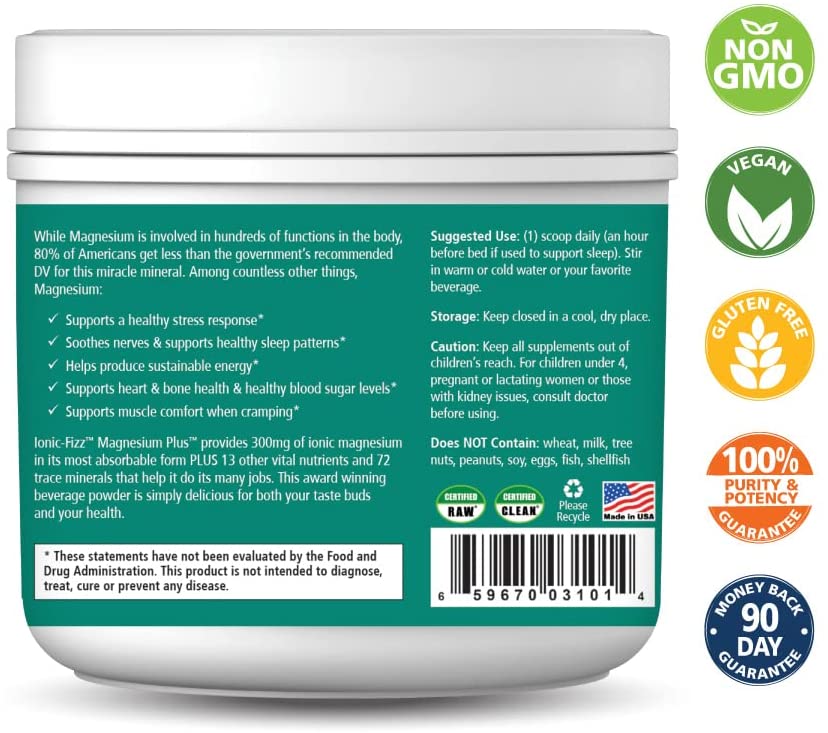 Ionic Fizz Magnesium Plus - Magnesium Powder (Orange Vanilla, 6.03 oz)