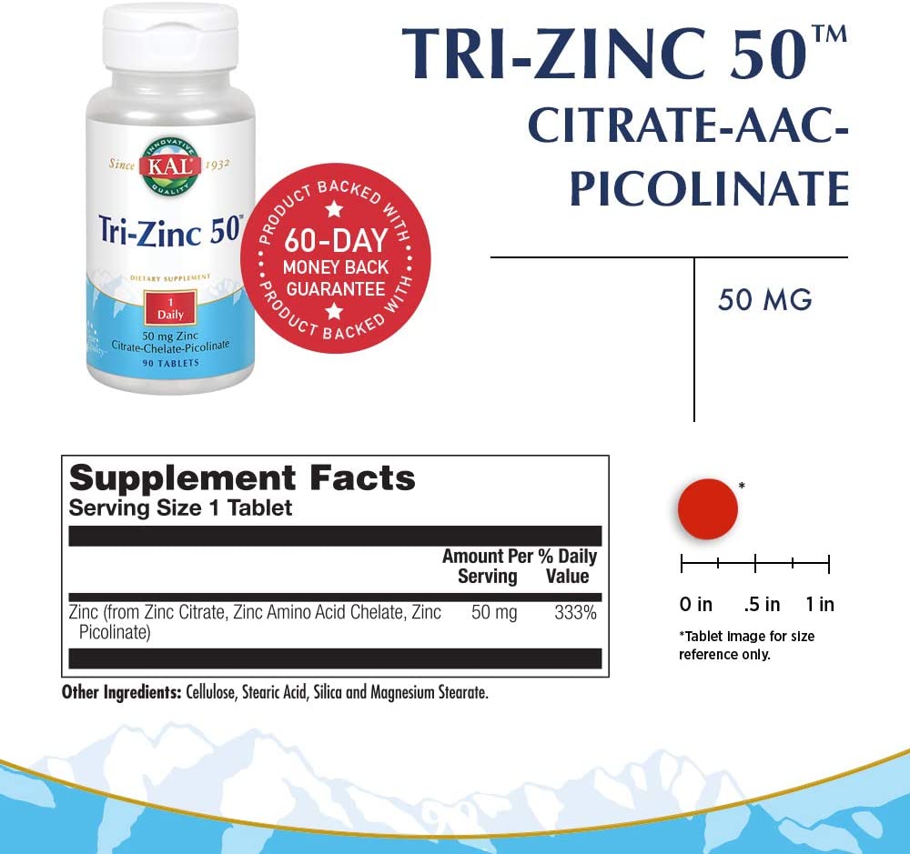 50 Mg Tri Zinc Tablets, 90 Count