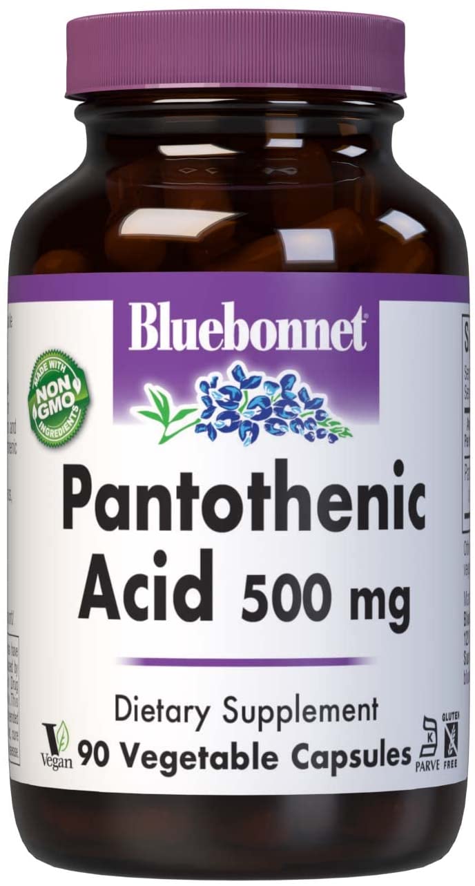 Pantothenic Acid 500 mg Vegetable Capsules, 90 Count