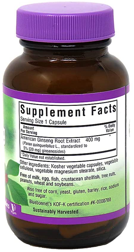BlueBonnet American Ginseng Root Extract Supplement, 60 Count