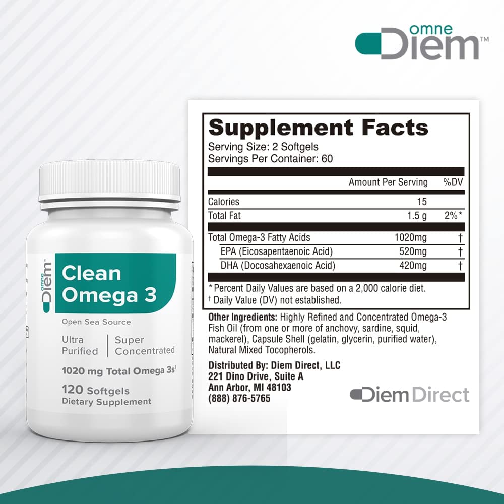 Omne Diem Clean Omega 3 1020 Mg 120 Softgels