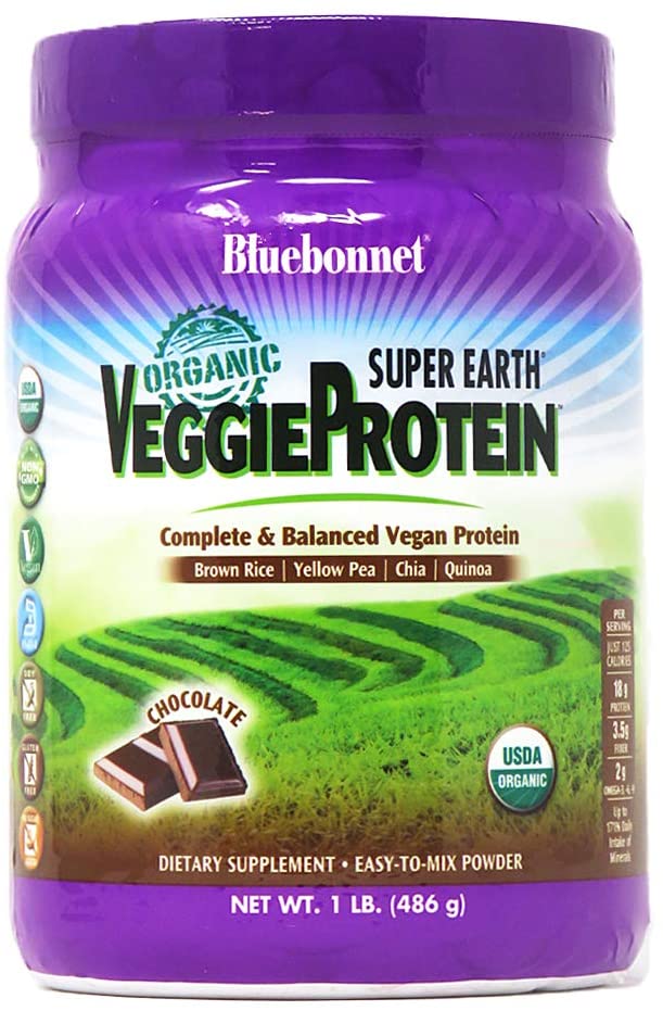 Super Earth Organic Veggie Protein Powder Chocolate, 16 Ounce
