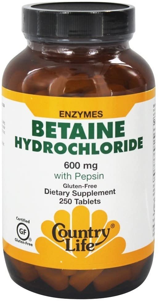 Betaine Hydrochloride with pepsin 600 mg - 250 Tablets