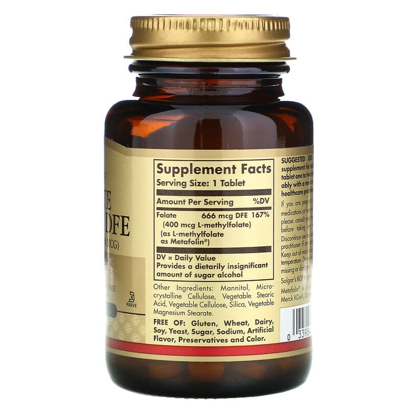 Folate as Metafolin, 400 mcg, 100 Tablets