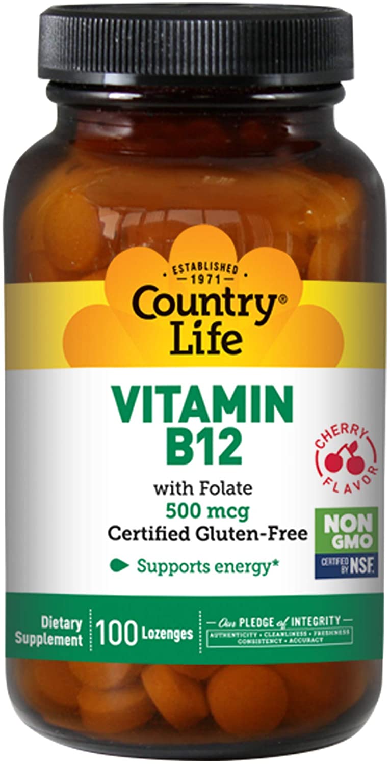 Vitamin B-12, 500 mcg, with Folic Acid (Sublingual Lozenges), 100-Count