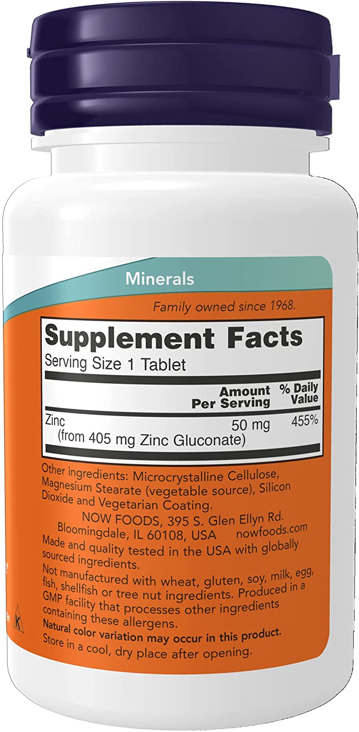 Zinc (Zinc Gluconate) 50 mg, 100 Tablets