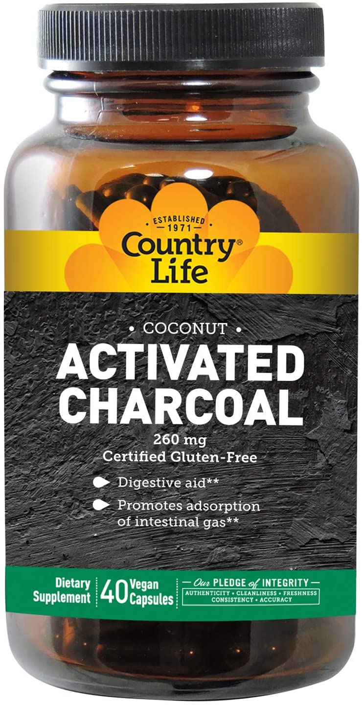 Natural Charcoal Capsules 260 mg, 40 Capsules