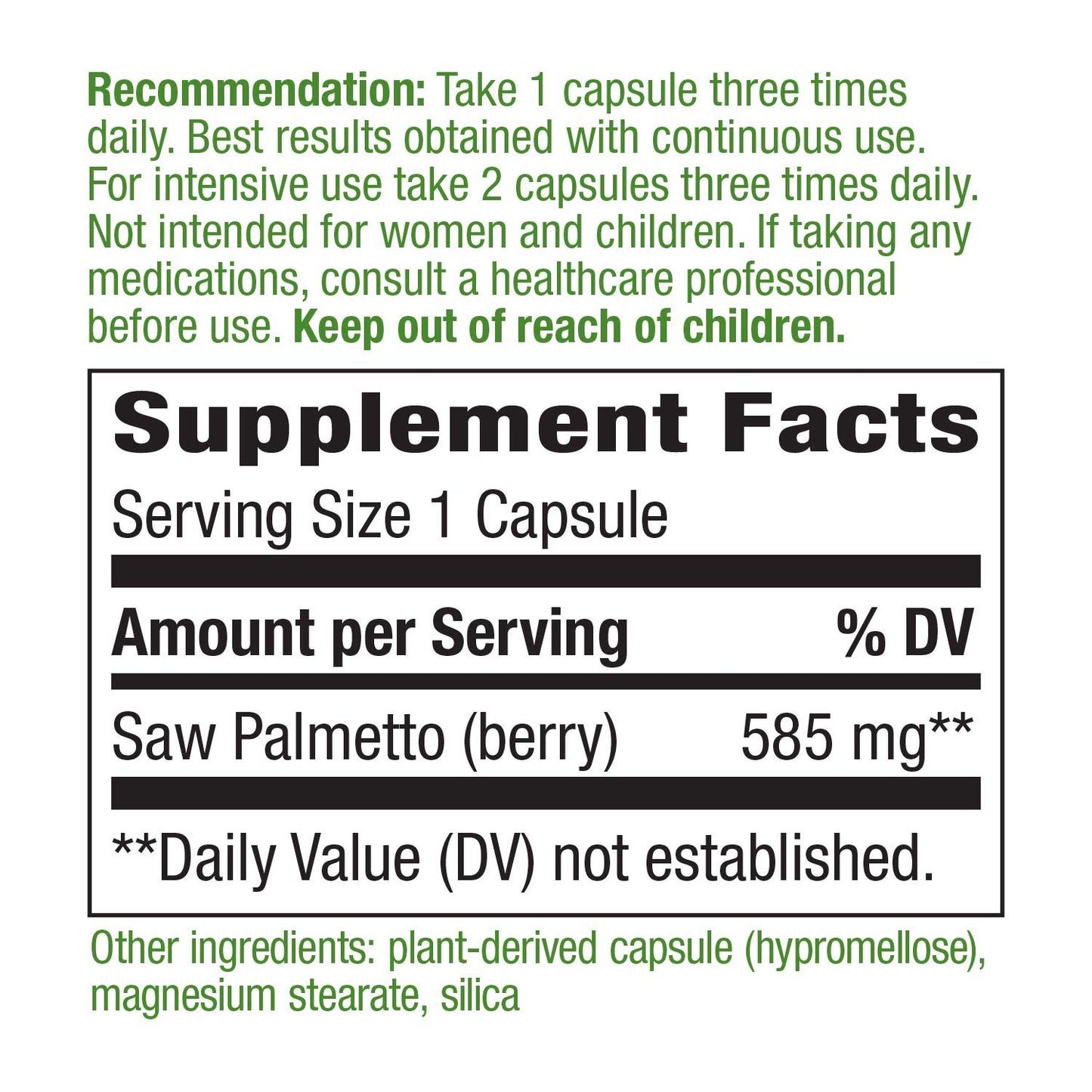 Saw Palmetto Berries, 585 mg, 100 Capsules