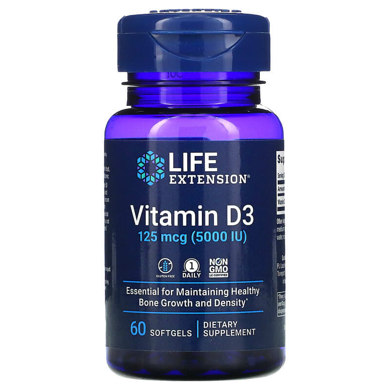 Vitamin D3, 125 mcg (5,000 IU), 60 Softgels