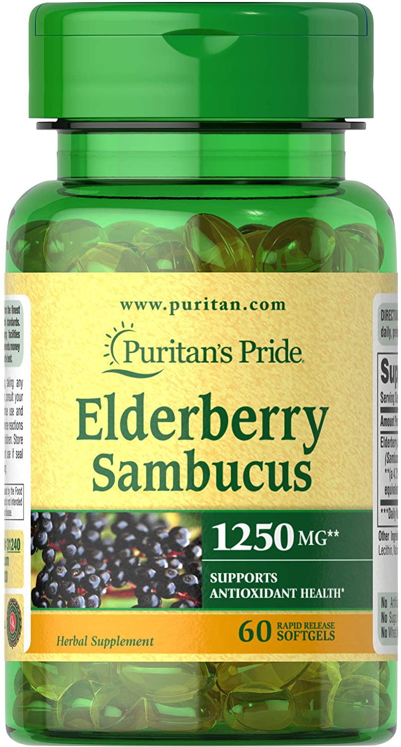 Elderberry Sambucus 1250 Mg 60 Softgels