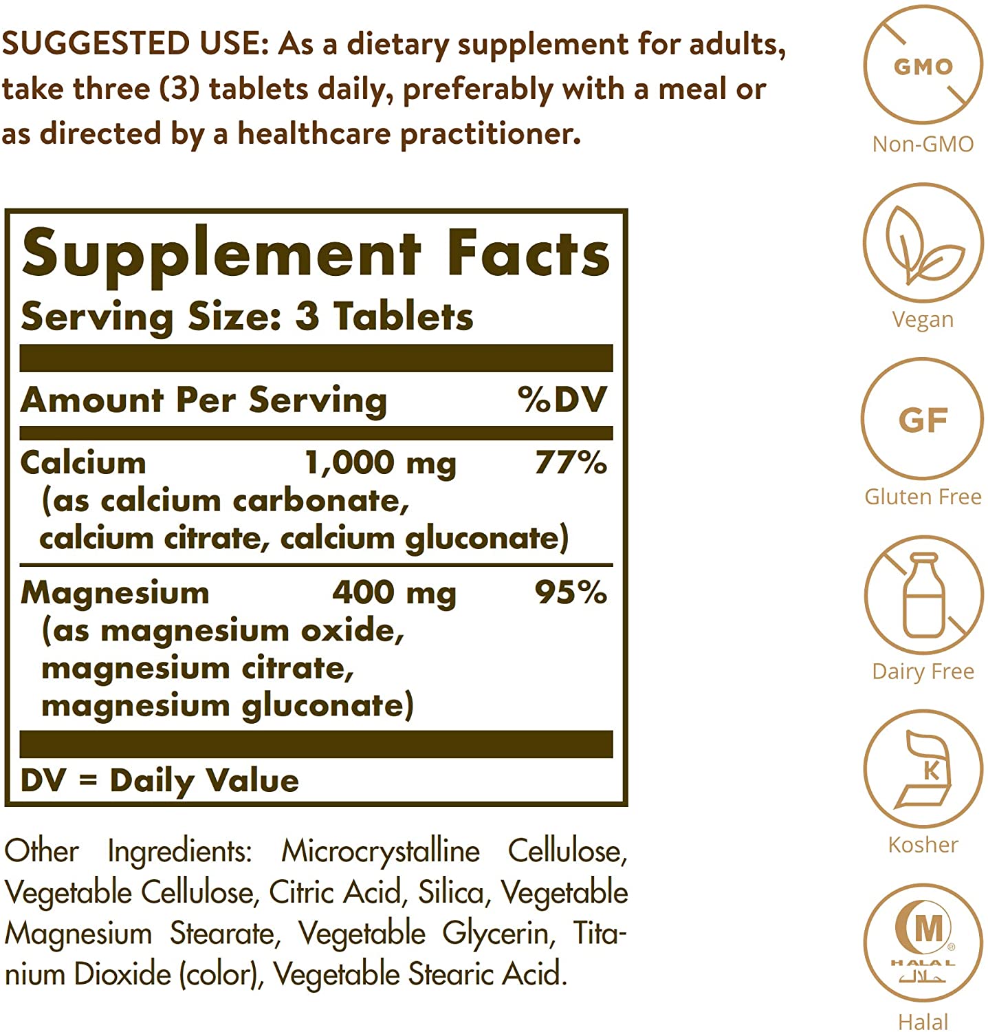 Calcium Magnesium Tablets 100 Tabs