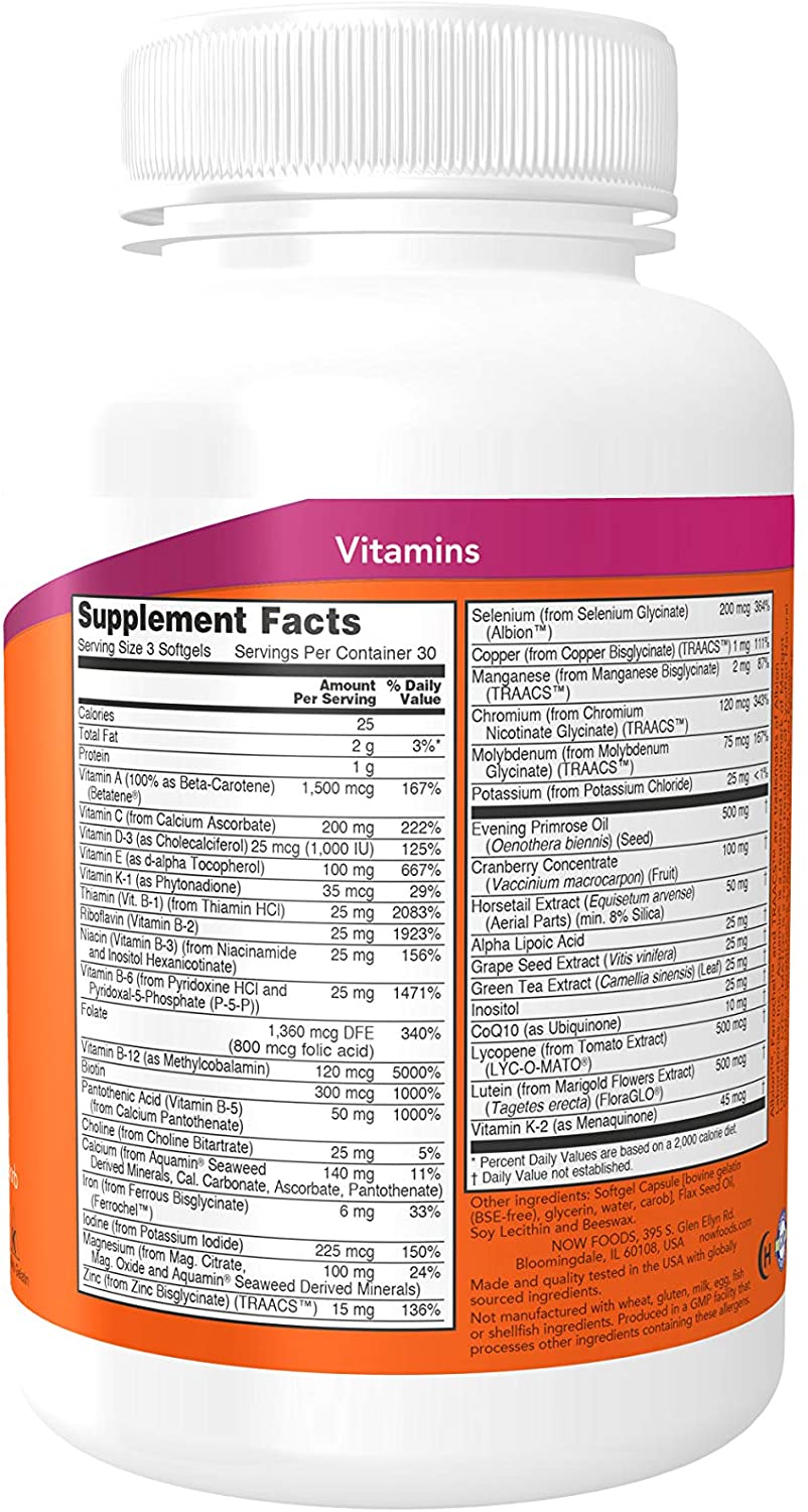 Eve™ Women's Multivitamin with Evening Primrose, Cranberry, Green Tea, Horsetail Silica & CoQ10, 90 Softgels