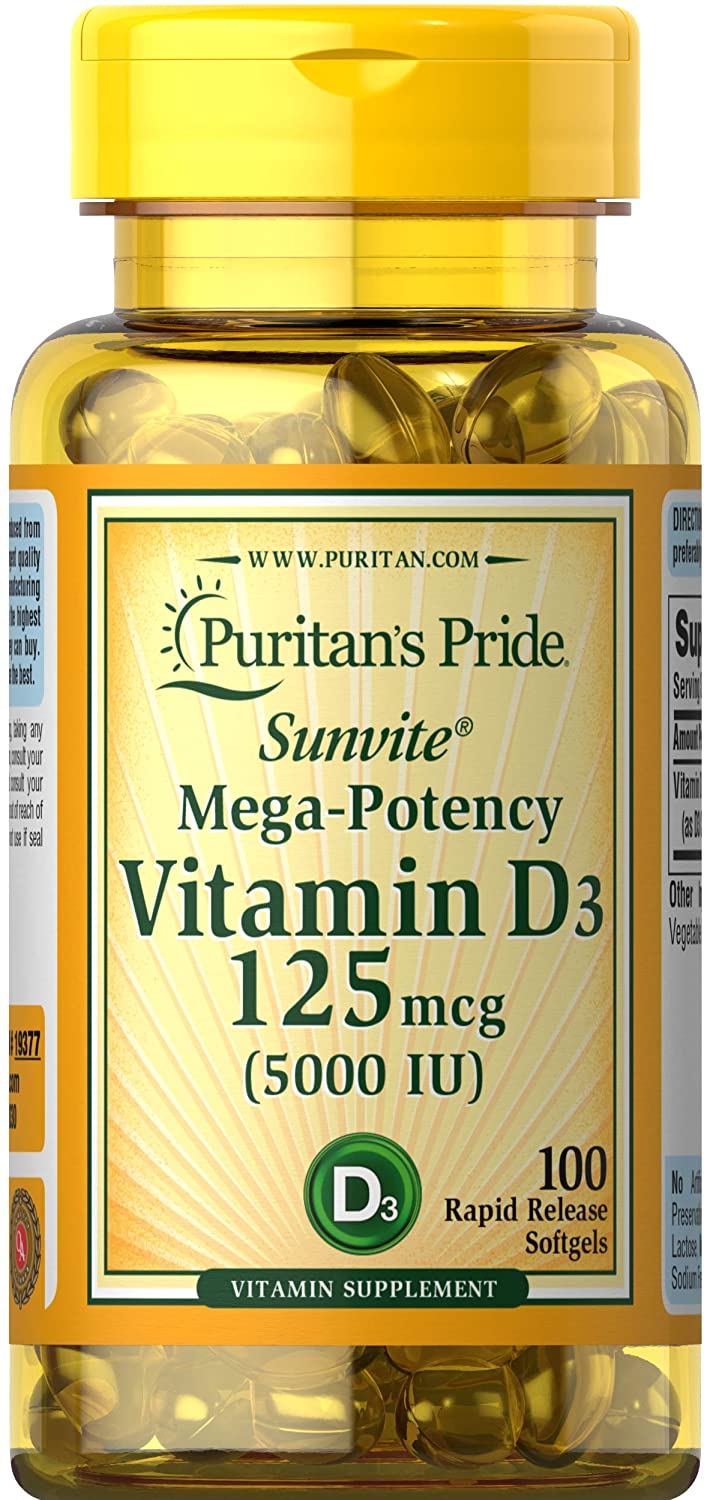 Vitamin D3 125 Mcg (5000 IU) 100 Softgels