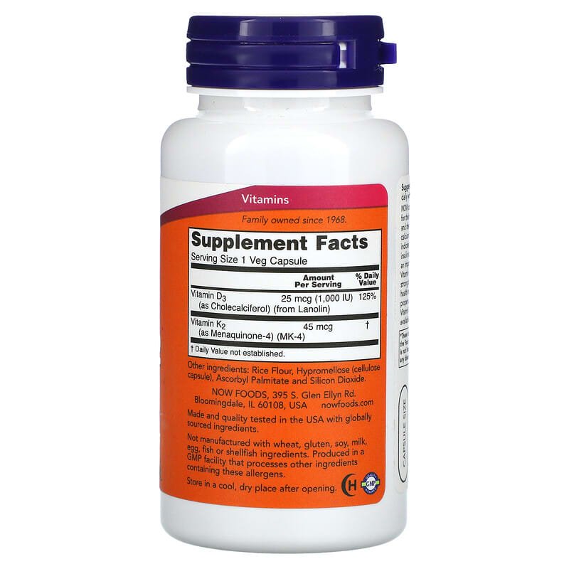 Vitamin D-3 & K-2, 120 Veg Capsules