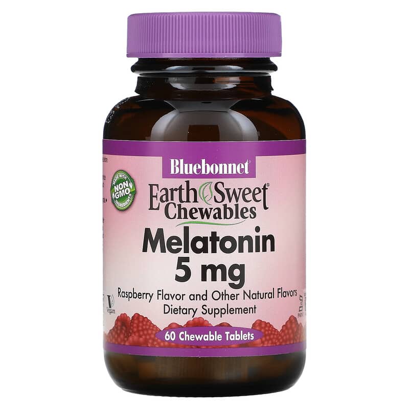 Earth Sweet Chewables, Melatonin, Raspberry, 5 mg, 60 Chewable Tablets
